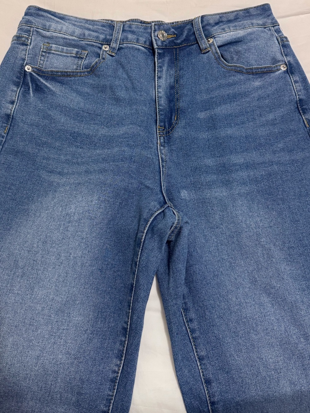 Lookbook High Waist Jean Straight Leg Ankle Length Pants Classic Blue Large - Picture 5 of 9